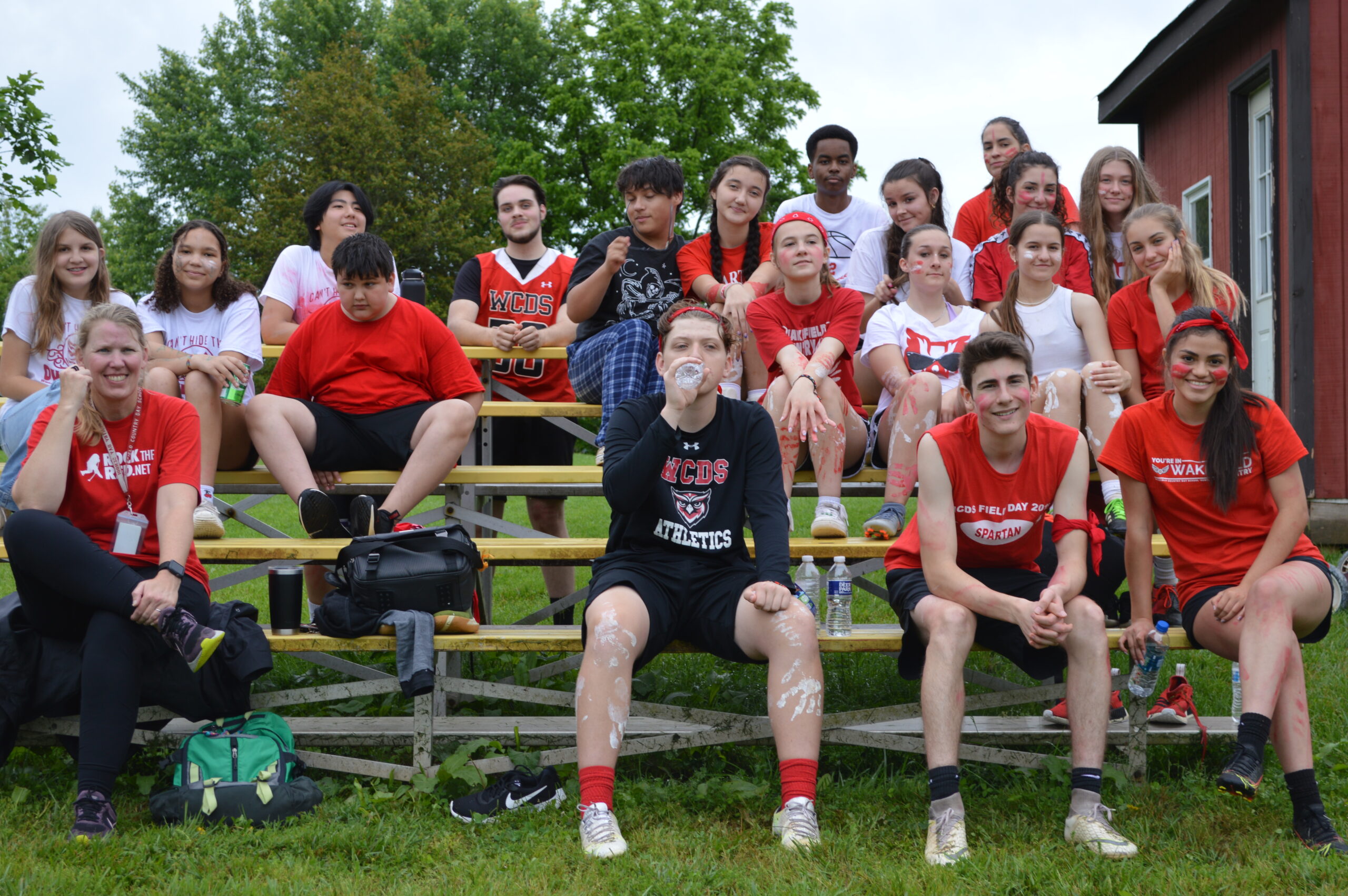 DiDomenico with students during Field Day 2022.